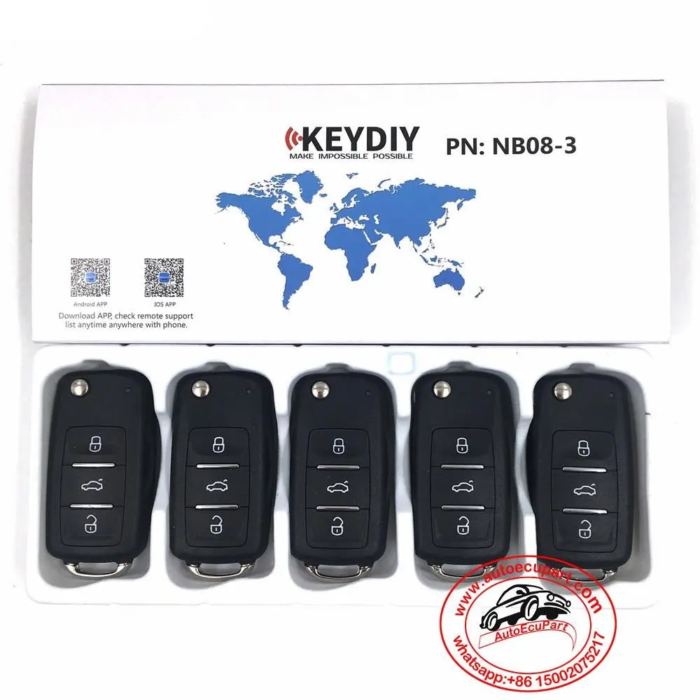 5Pcs Kd Nb08-3 Universal Multi-Functional Remote Control Key 3 Button (Keydiy Nb Series) 1