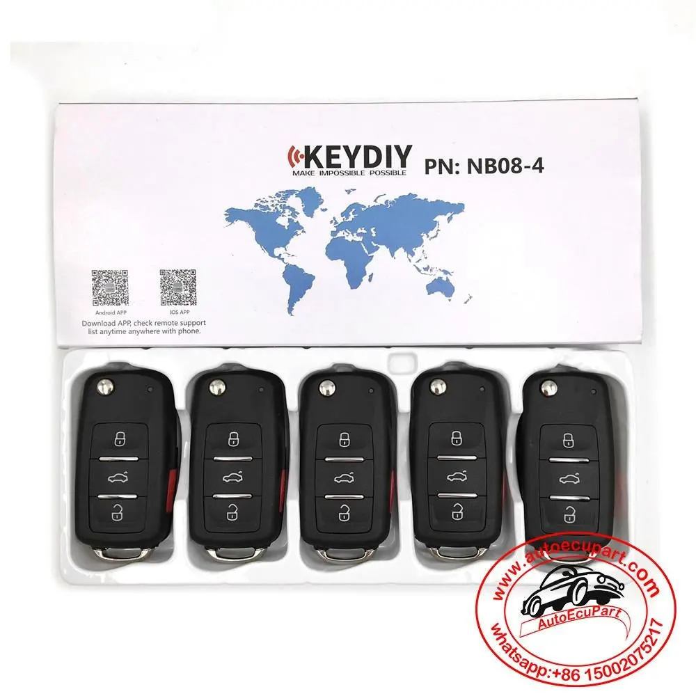 5Pcs Kd Nb08-4 Universal Multi-Functional Remote Control Key 4 Button (Keydiy Nb Series) 1