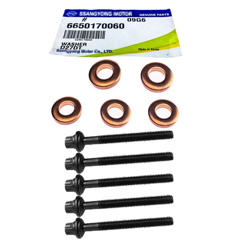 10Pcs/Set Genuine 6659901001, 6650170060 Fuel Injector Bolt & Washer Set For Ssangyong Rexton Suv 5 Cyl 2.7L Td 1