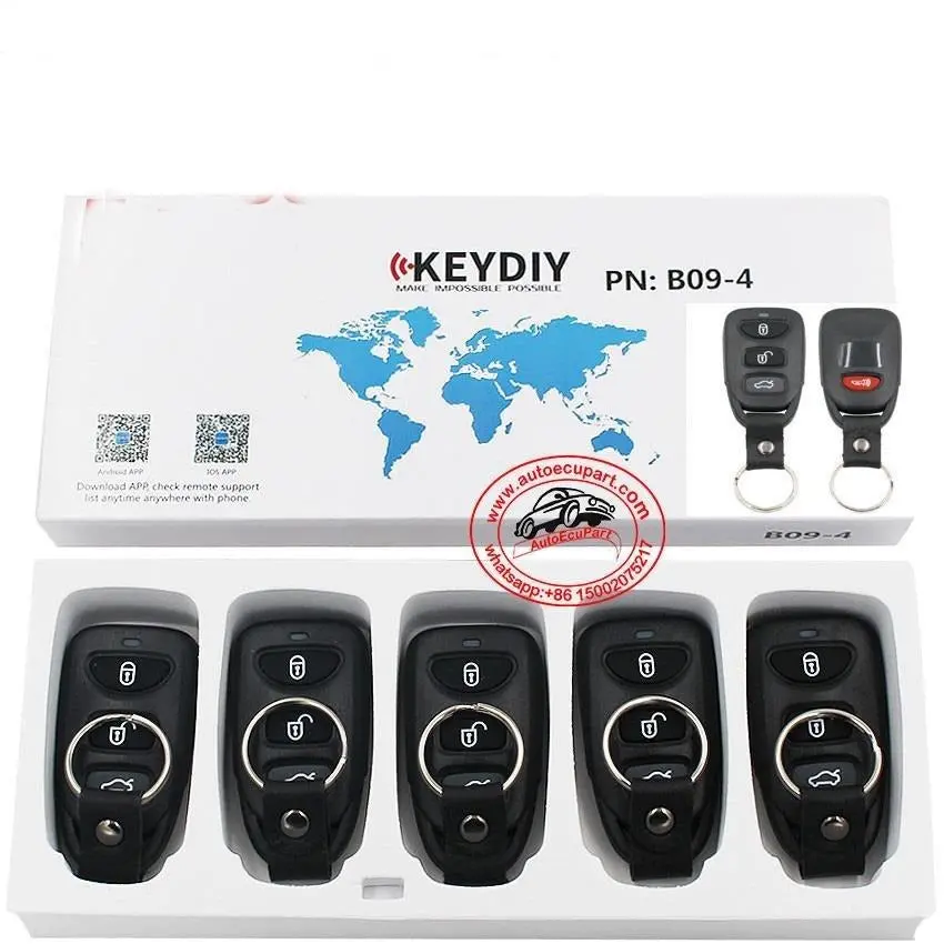 5Pcs Kd B09-3+1 Universal Remote Control Key 4 Button (Keydiy B Series) 1