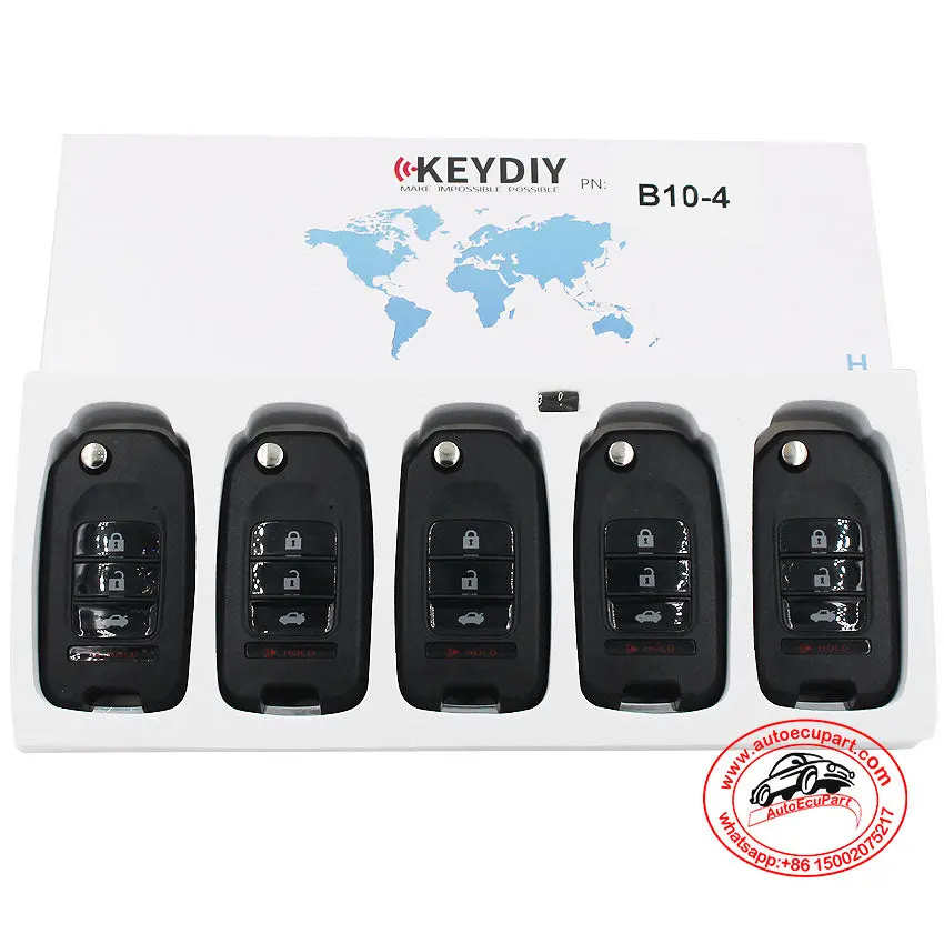 5Pcs Kd B10-4 Universal Remote Control Key 4 Button (Keydiy B Series) 1