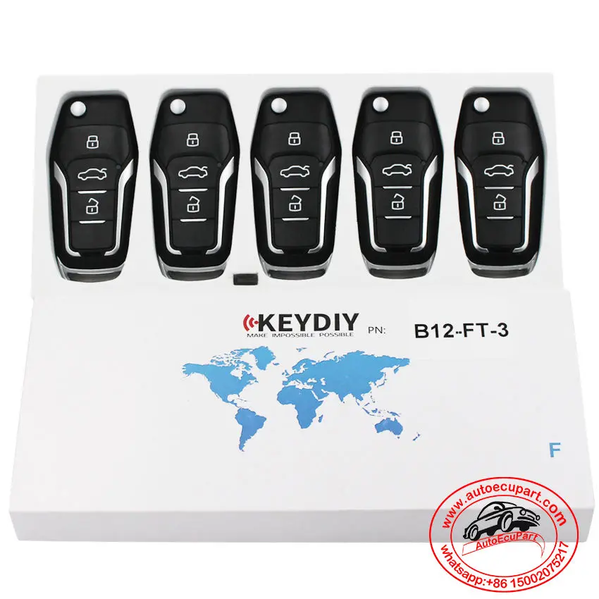 5Pcs Kd B12-3 Universal Remote Control Key 3 Button (Keydiy B Series) 1