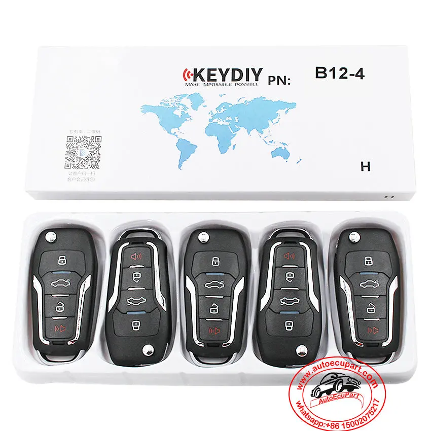 5Pcs Kd B12-4 Universal Remote Control Key 4 Button (Keydiy B Series) 1