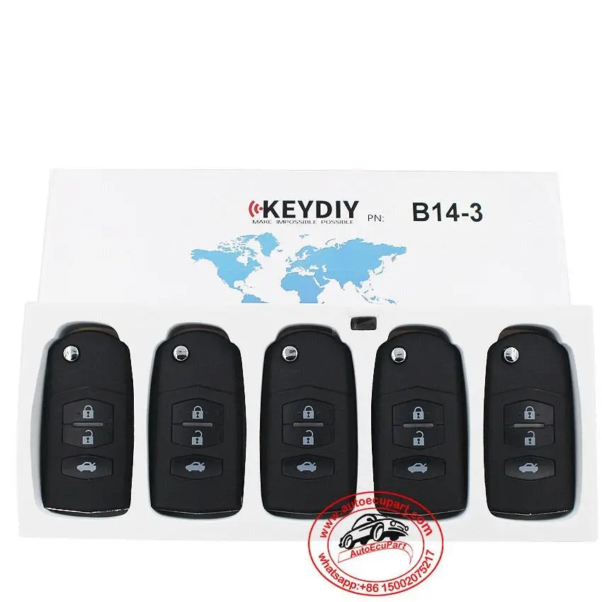 5Pcs Kd B14-3 Universal Remote Control Key 3 Button (Keydiy B Series) 1