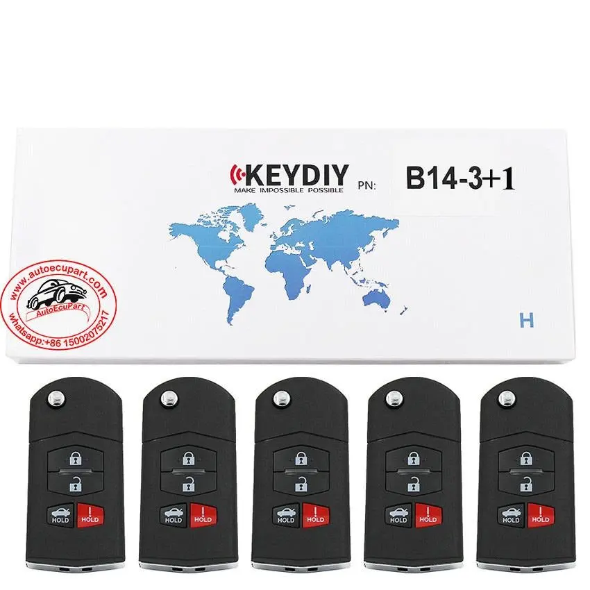5Pcs Kd B14-3+1 Universal Remote Control Key 4 Button (Keydiy B Series) 1