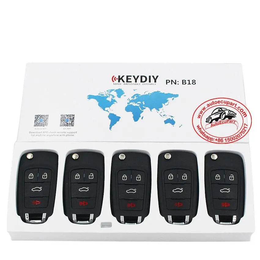 5Pcs Kd B18 Universal Remote Control Key 4 Button (Keydiy B Series) 1