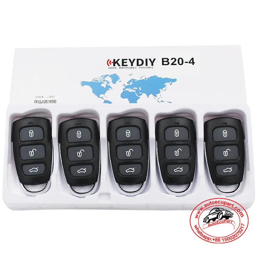 5Pcs Kd B20-4 Universal Remote Control Key 4 Button (Keydiy B Series) 1