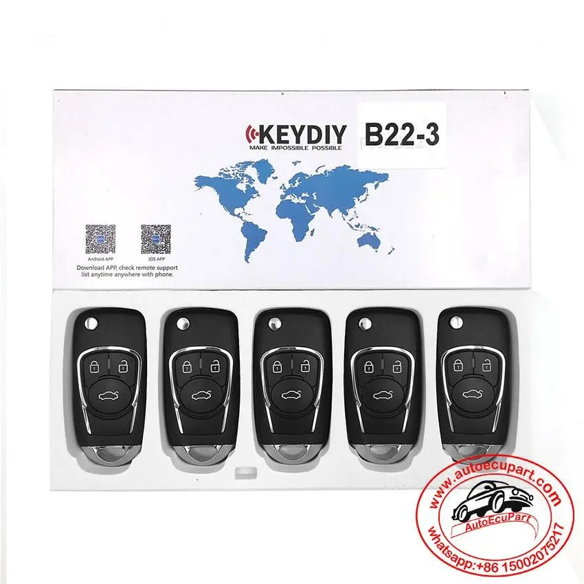 5Pcs Kd B22-3 Universal Remote Control Key 3 Button (Keydiy B Series) 1