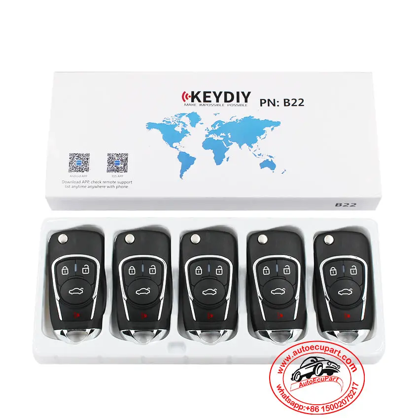 5Pcs Kd B22 Universal Remote Control Key 4 Button (Keydiy B Series) 1