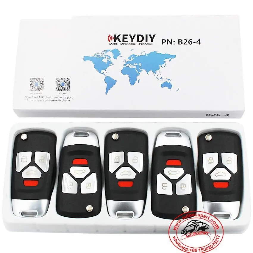 5Pcs Kd B26-4 Universal Remote Control Key 4 Button (Keydiy B Series) 1
