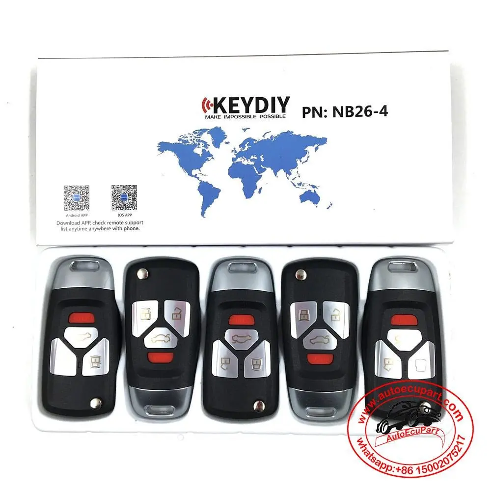 5Pcs Kd Nb26-4 Universal Multi-Functional Remote Control Key 4 Button (Keydiy Nb Series) 1