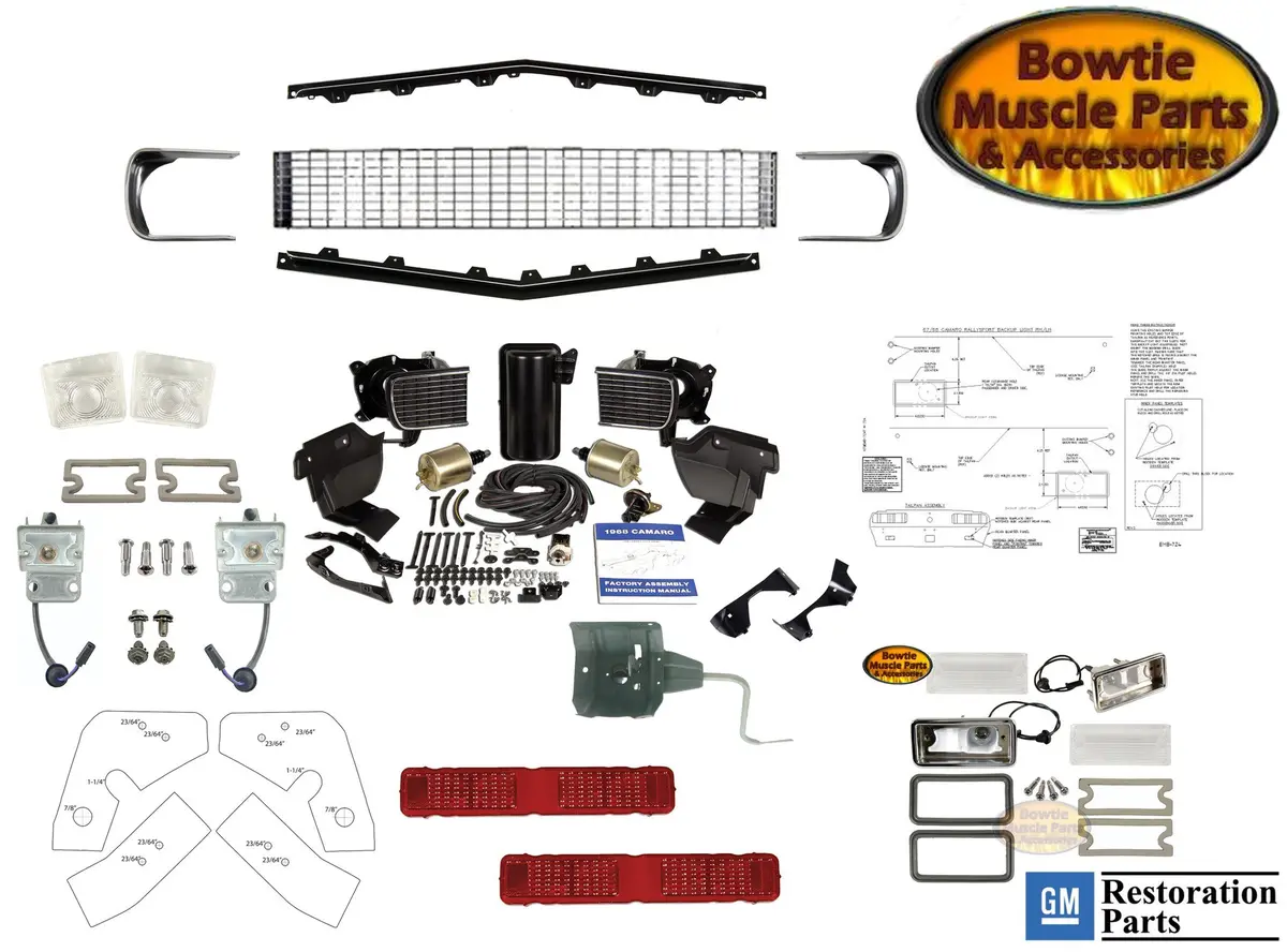 1968 Camaro Rs Conversion Kit Factory Correct Chrome Accent Rallysport Grille 1