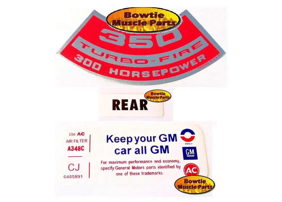 1969 Camaro Indy Pace Car Cowl Induction Ss 350 300Hp Engine Decal Set Kit 3 Pcs 1