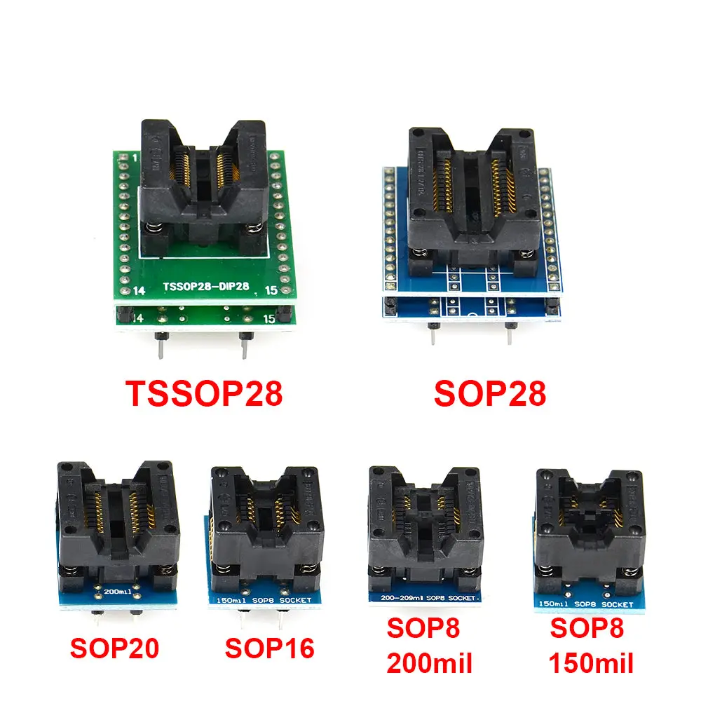6Pcs Tssop28 Ssop28 Sop28-Dip28 Adapter Sop20 Sop16 Sop8 150Mil 200Mil To Dip8 Adapter Compatible Tssop20 Ssop20 Tssop8 Socket 1