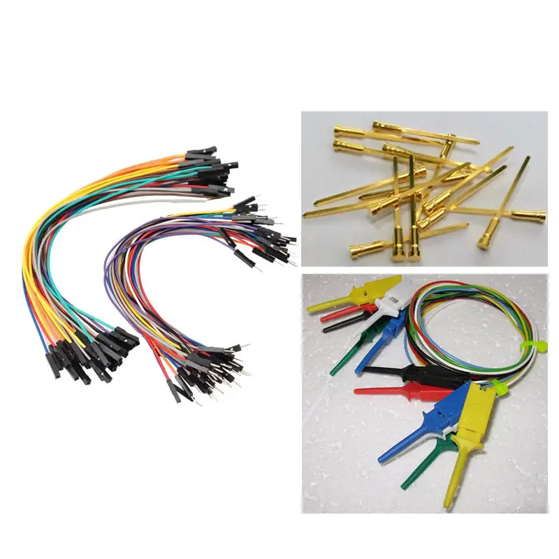 6Pcs Mini Grabber Hook Smd Ic Test Clip Jumper With 160Mm F/F, M/M Wires & Pin Combo 1