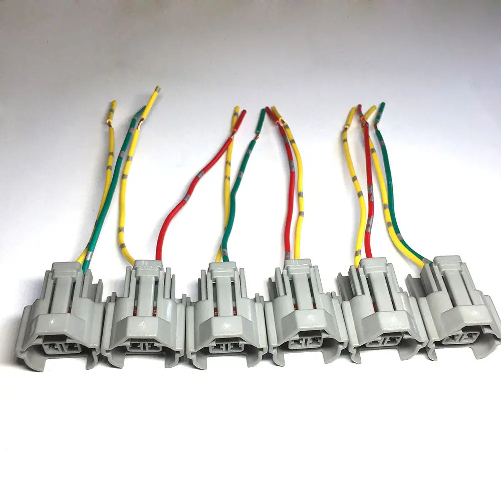 6X Denso Female Fuel Injector Connector Plug Pigtail Harness High Impedance 1
