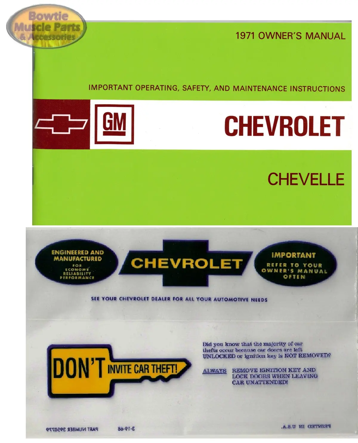 1971 71 Chevelle  El Camino Owners Owner's Manual With Storage Bag 1