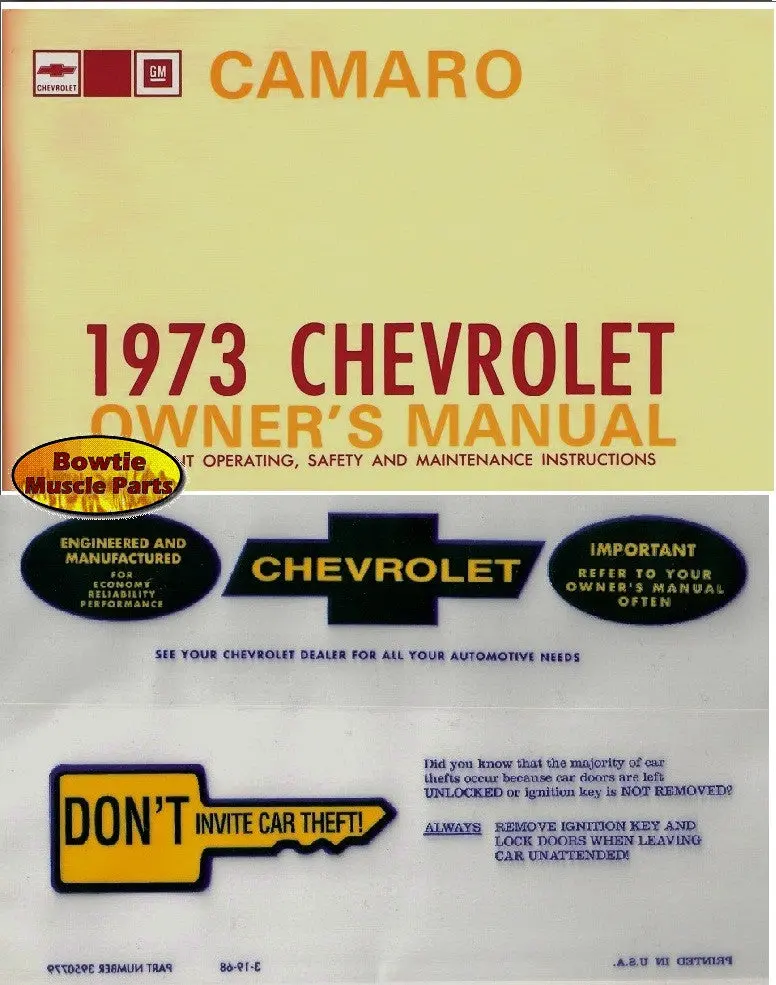 1973 73 Camaro Factory Owners Manual With Storage Bag 1