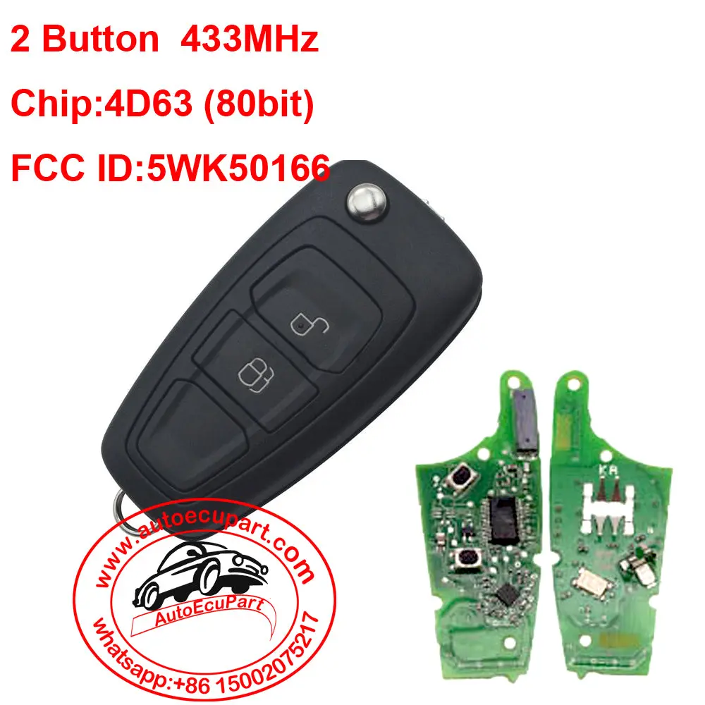 Original Ford 2 Button Remote Key With 433Mhz, 4D63 (80Bit) Chip Ab39-22053-Ba Fcc Id:5Wk50166 1