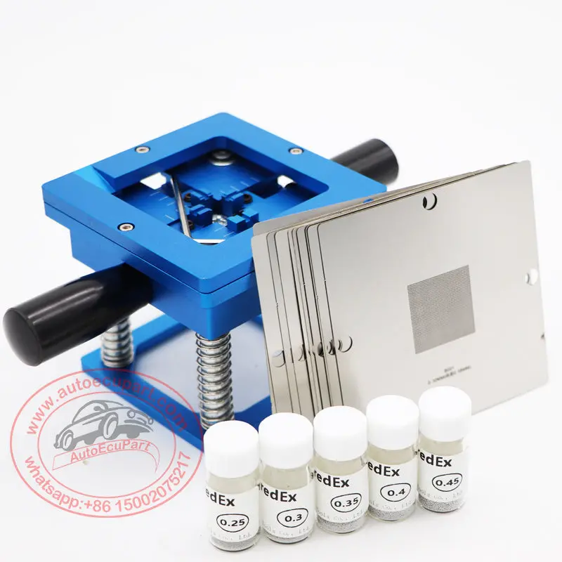 90*90Mm Bga Stencil Reballing Station Kit + 5Pcs Tin Balls + 10Pcs Bga Universal Steel Mesh 1