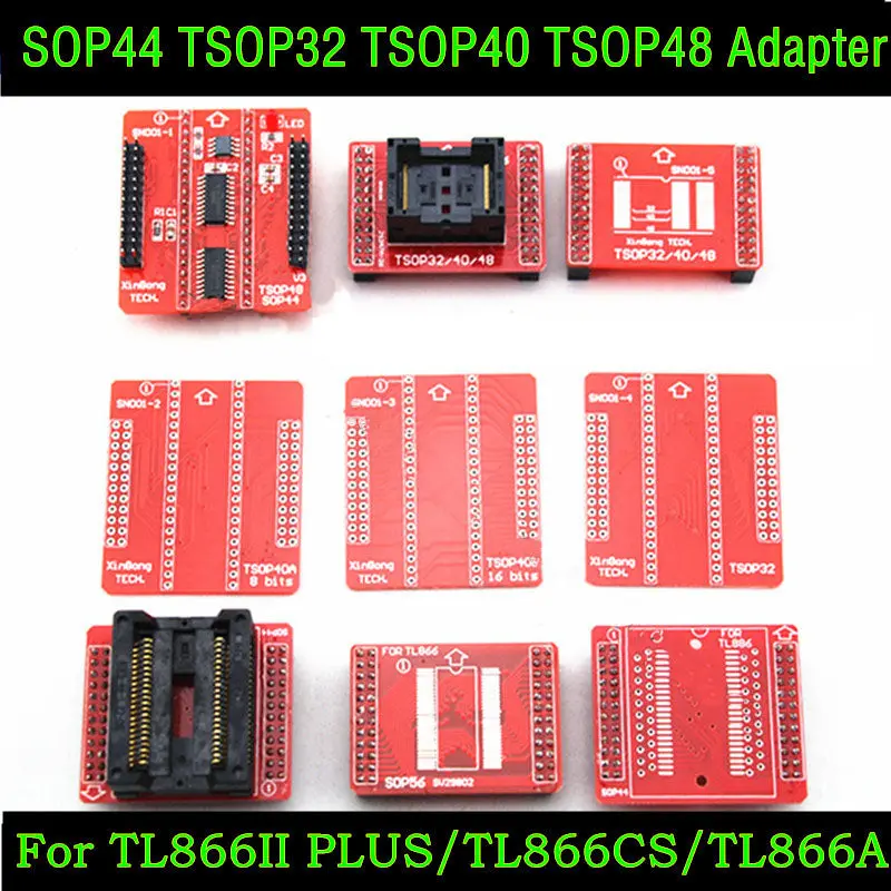 9Pcs/Set Sop44 Tsop32 Tsop40 Tsop48 Adapter Ic Chip Socket For Tl866, Mini Pro Universal Programmer 1