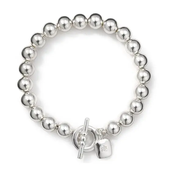 Silver Tone Beaded Bracelet With Toggle Clasp 1