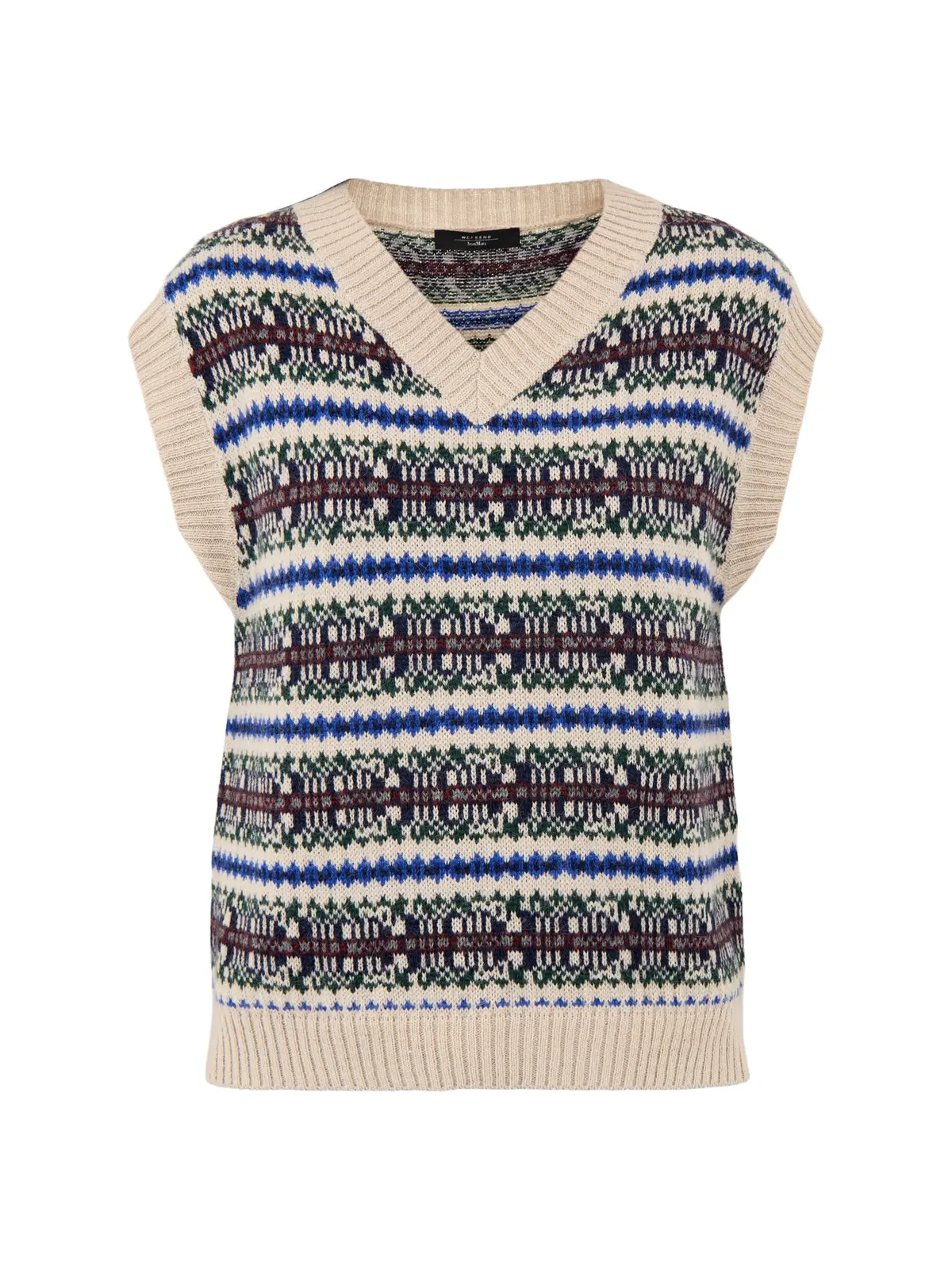 Fleres Knitted Fairisle Vest Ecru 1