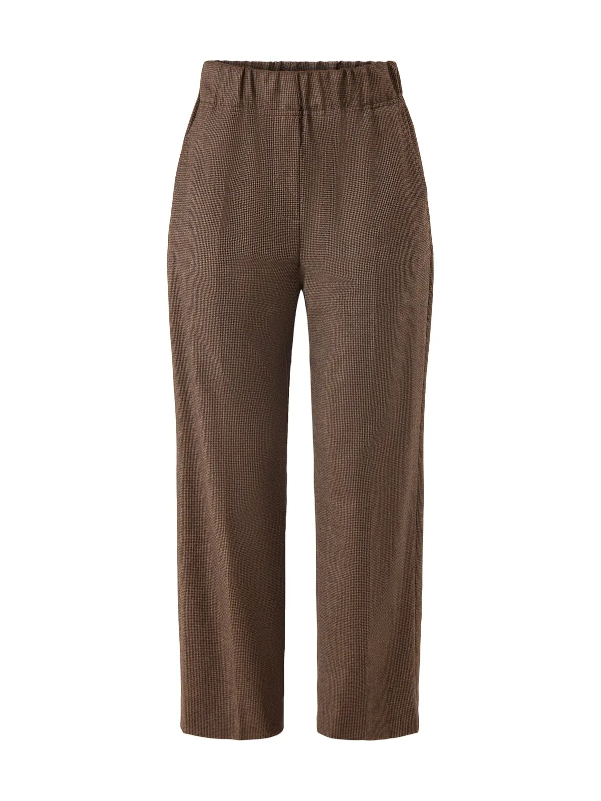 Hateley Micro Houndstooth Trouser Chocolate Brown 1