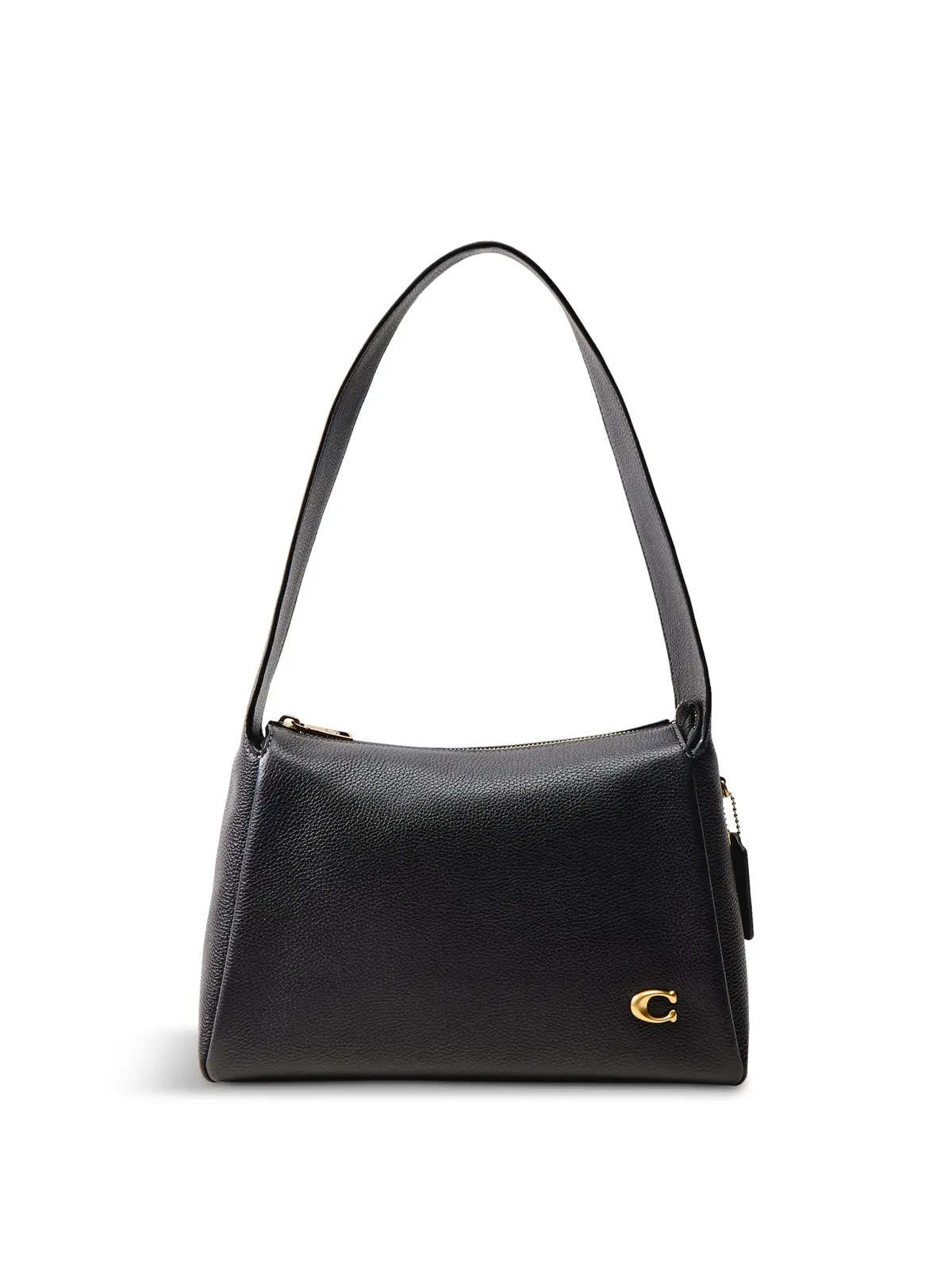 Polished Pebble Leather Lola Black Shoulder Bag 1