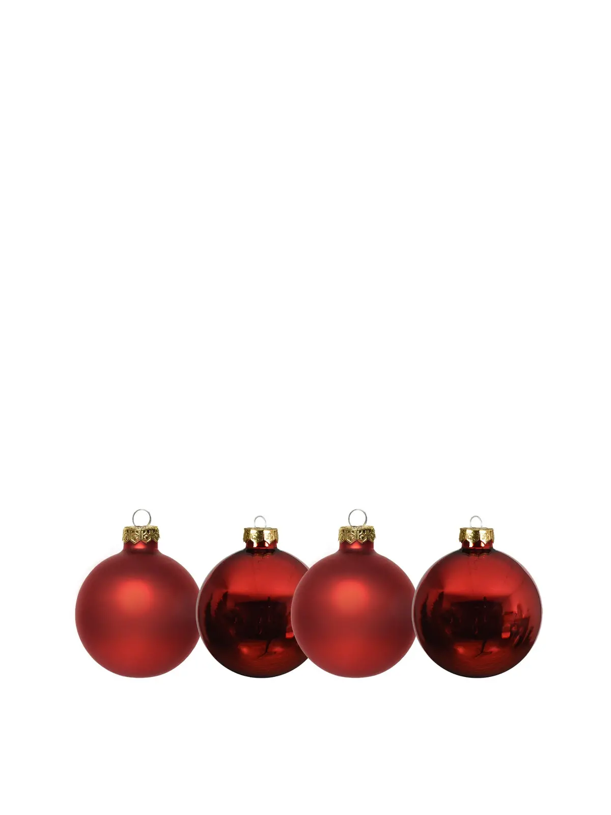 Red Glass Mixed Finish Christmas Hanging Baubles 1
