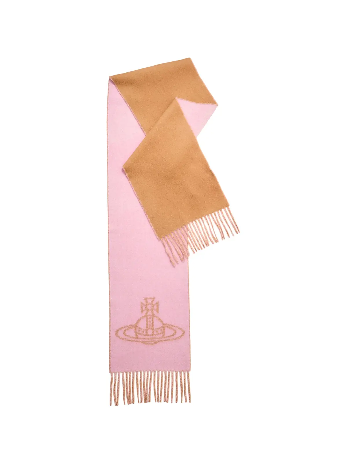 Single Orb Wool Double Faced Scarf Cotton Pink 1