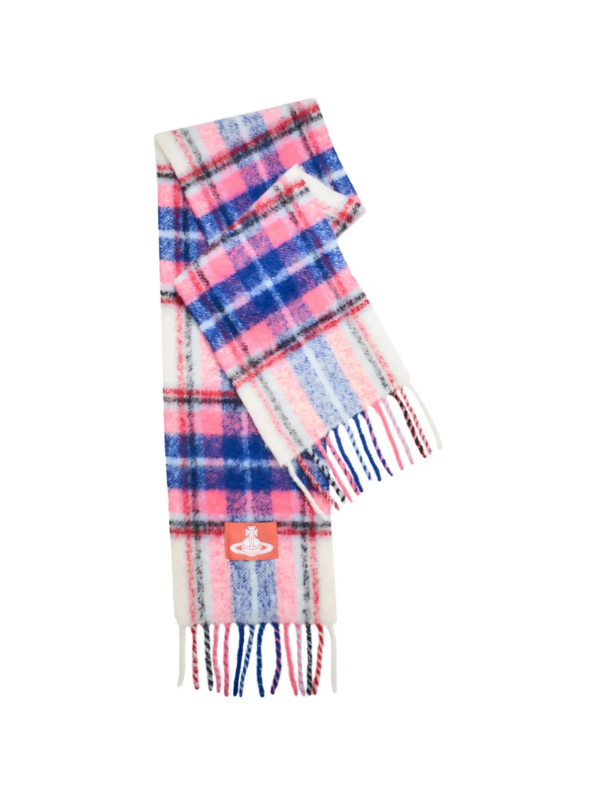 Check Alpaca & Wool Mix Scarf In Pink 1