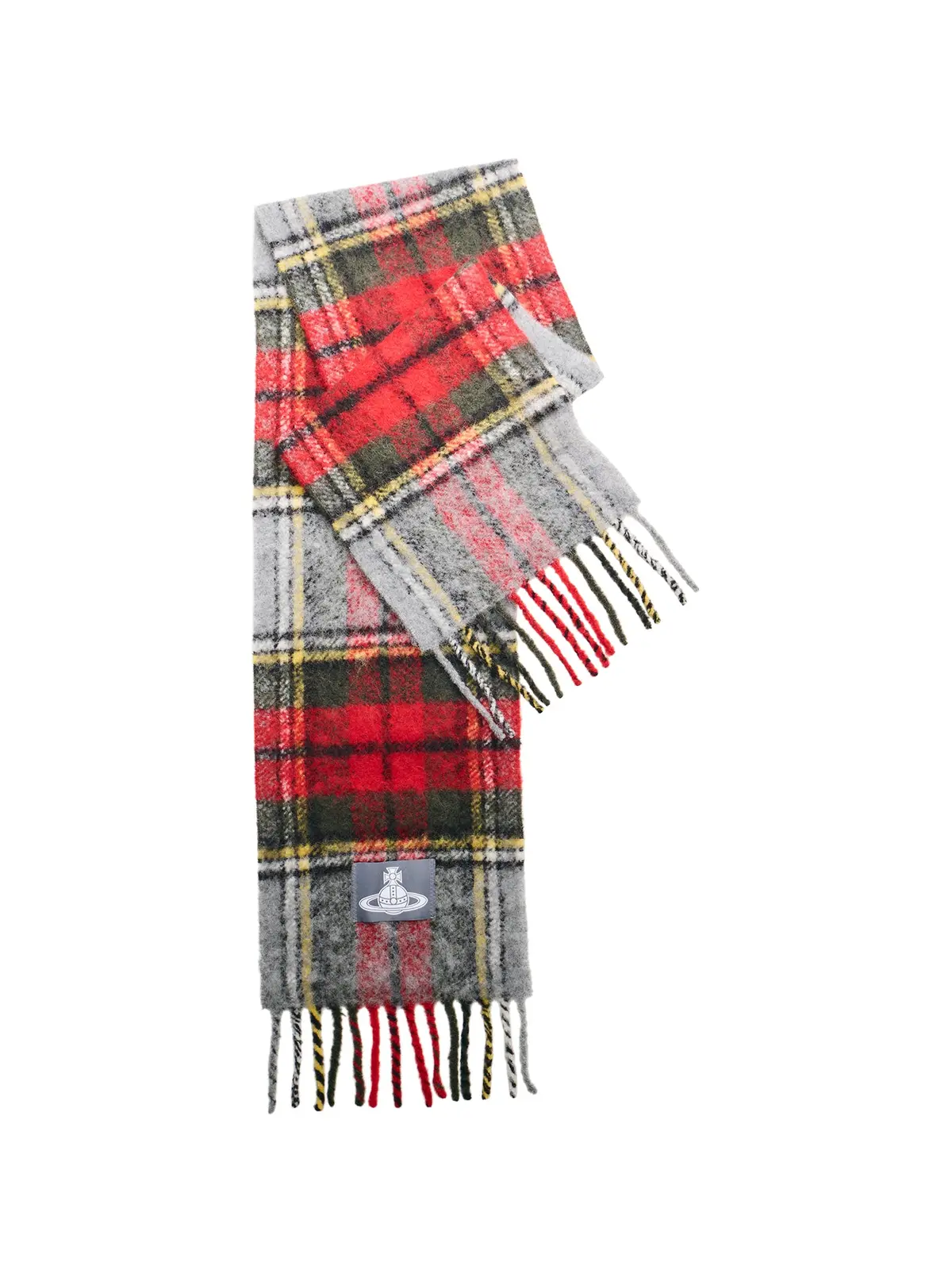 Check Alpaca & Wool Mix Scarf In Red 1