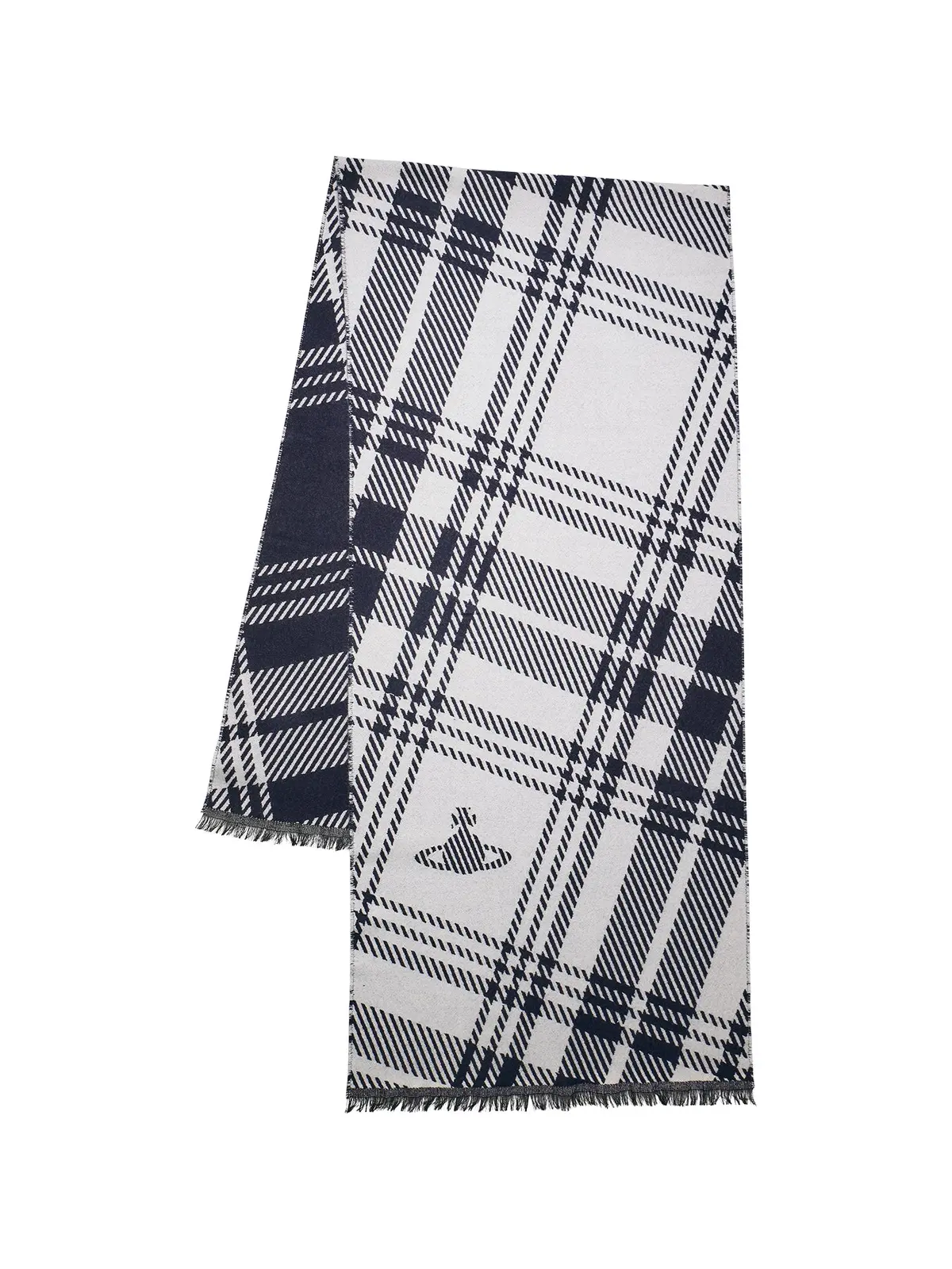 Orb Jacquard Wool Check Scarf In Black 1