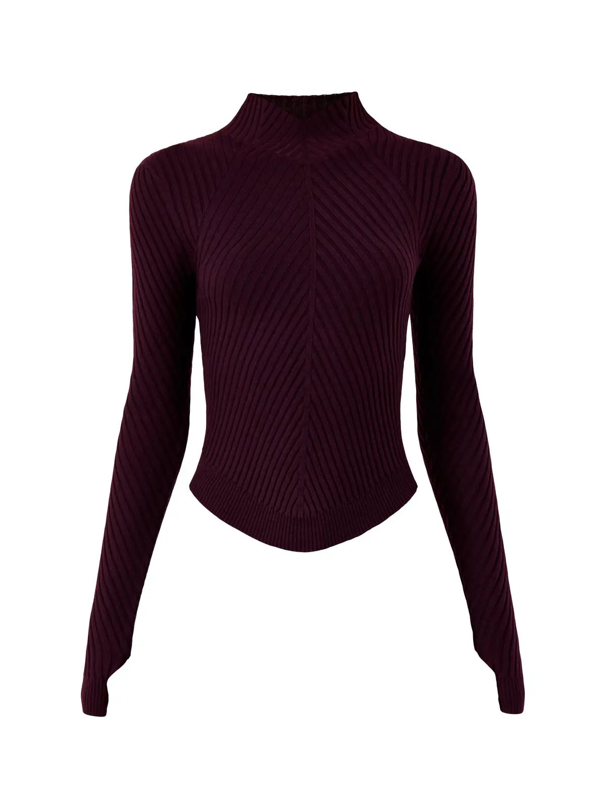 Ribbed Long Sleeve Polo Merlot 1