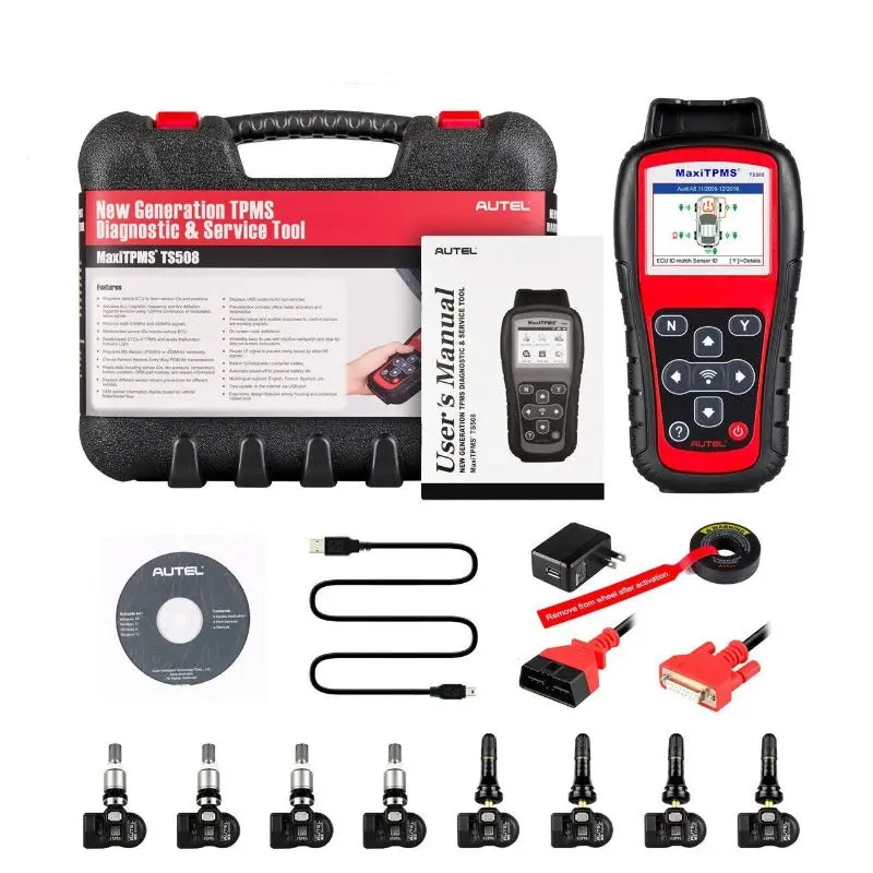 Autel Maxitpms Ts508k Tpms Repair Tool With 8Pcs Sensors Tire Pressure Monitoring System 1