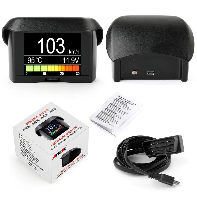 Automobile On-Board Computer Display Ancel A202 Car Digital Speed Fuel Consumption Temperature Gauge Obd2 Monitor 1
