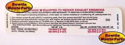 1970 70 Camaro Chevelle Corvette Nova Emissions Decal Z28 Ss Early Build Date 1