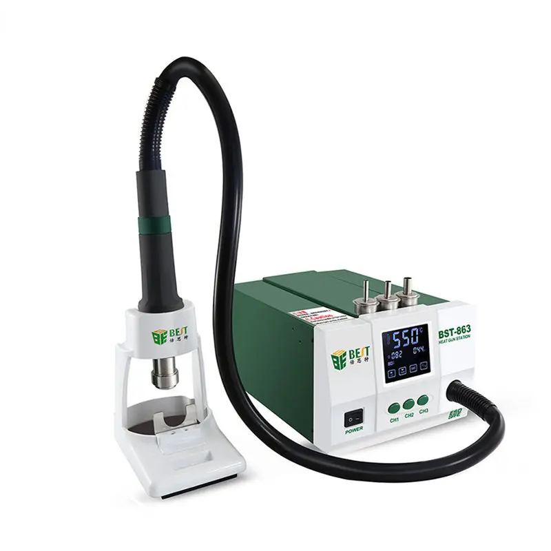 Best Bst-863 1200W 220V/110V Intelligent Digital Lcd Touch Screen Heat Air Smd Rework Station 50/60Hz With 3 Memory Channels 1