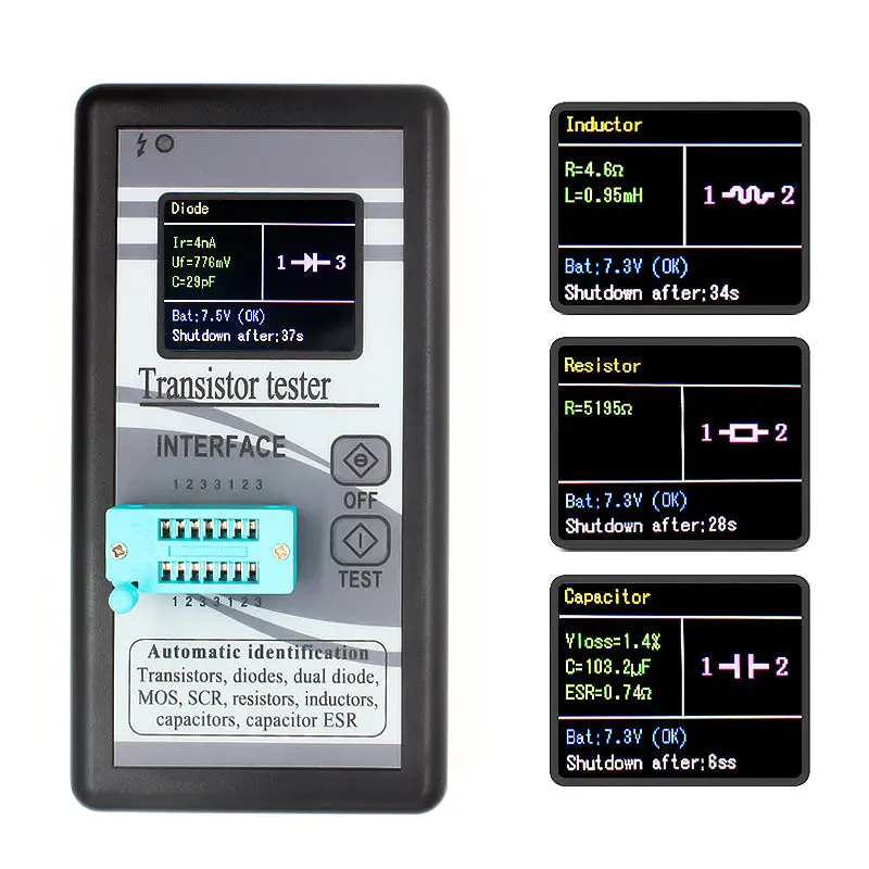 Component Tester Transistor Diode Capacitance Esr Meter Mosfet Npn Mpn Mos Inductance 1