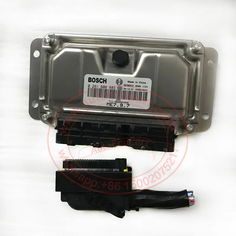 Ecu Connector Adapter + New Bosch Me7.9.7 Ecu 0261B08883 T11-3605010Na (0 261 B08 883) For Chery Engine Computer 1