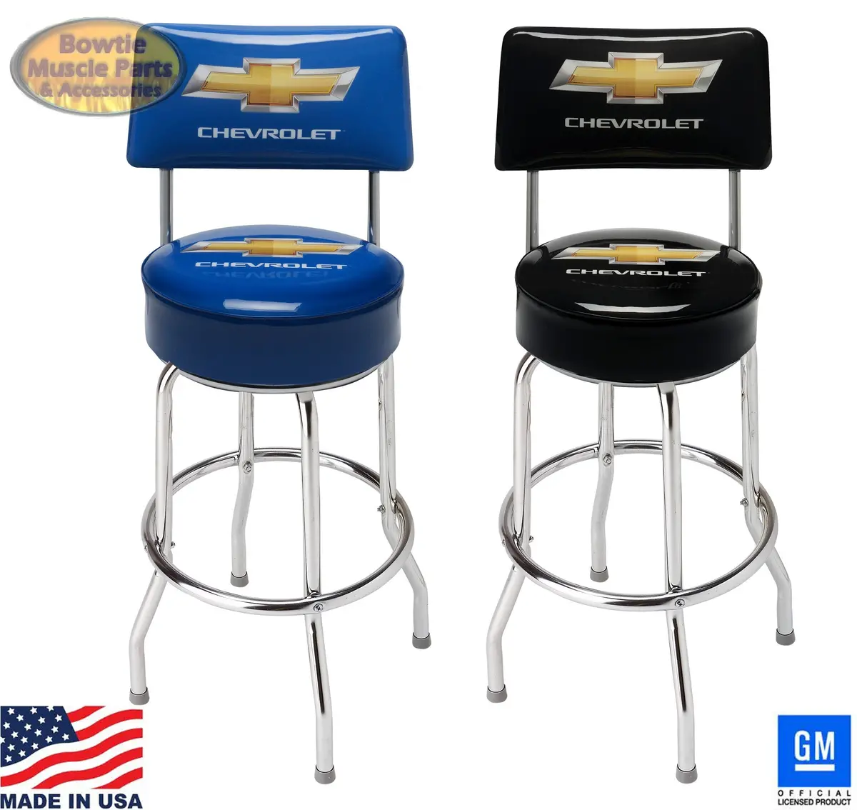 Chevrolet Bar Stool Counter Shop With Back Rest Made In Usa! 1