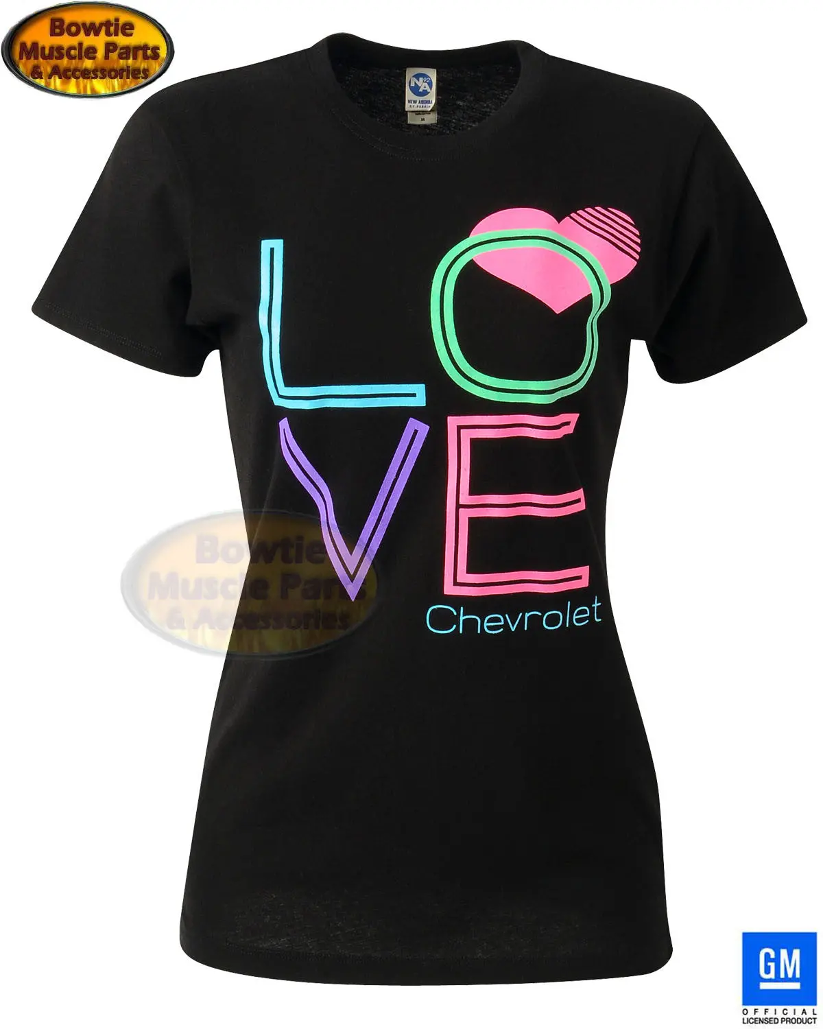 Camaro Corvette Chevelle Impala Nova Chevrolet Love Block Ladies Juniors T-Shirt 1