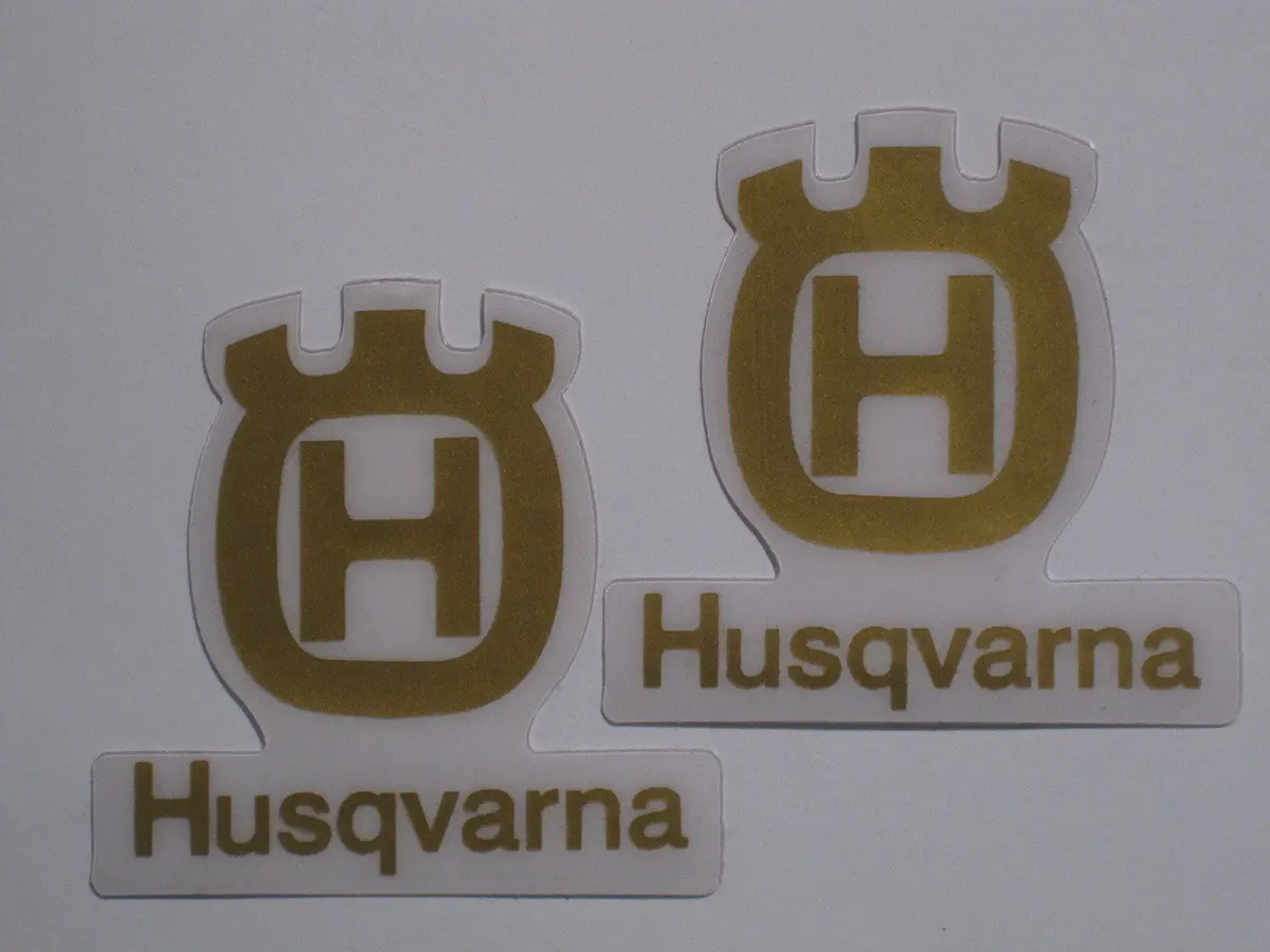 Husqvarna, 1978-82, Logo Tank Decals, Gold, Reproduction 1