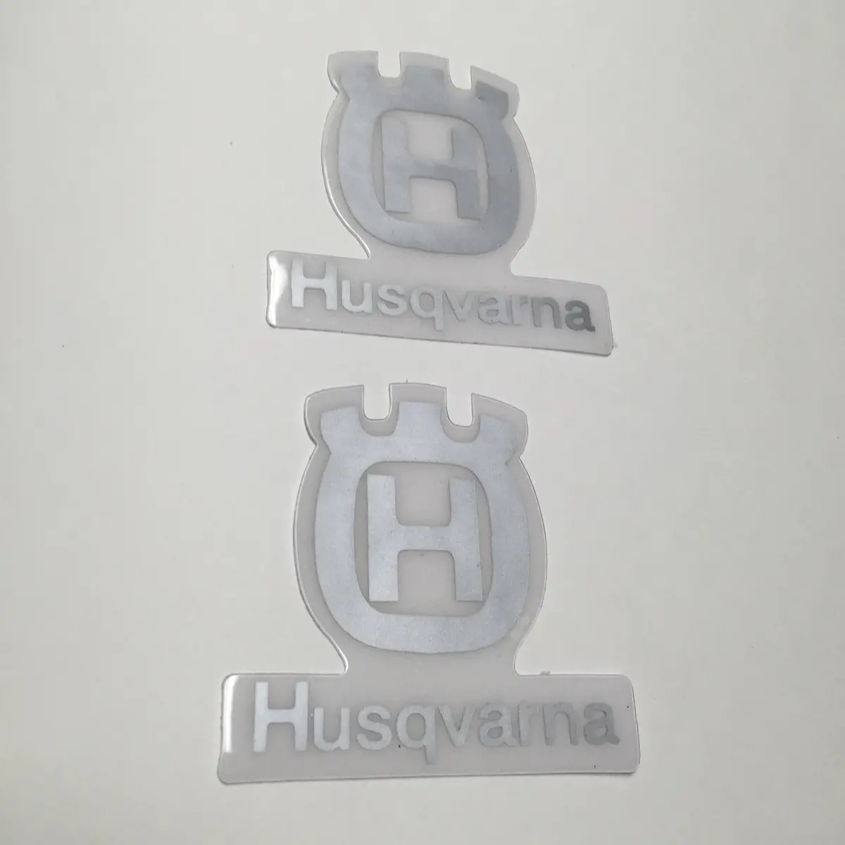 Husqvarna, 1978-82, Logo Tank Decals, Silver, Reproduction 1