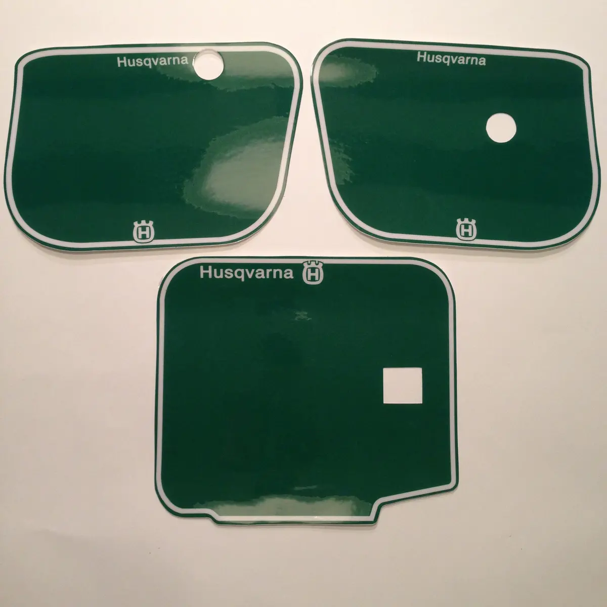 Husqvarna, 1983, Number Plate Background Decals, Green, Reproduction 1