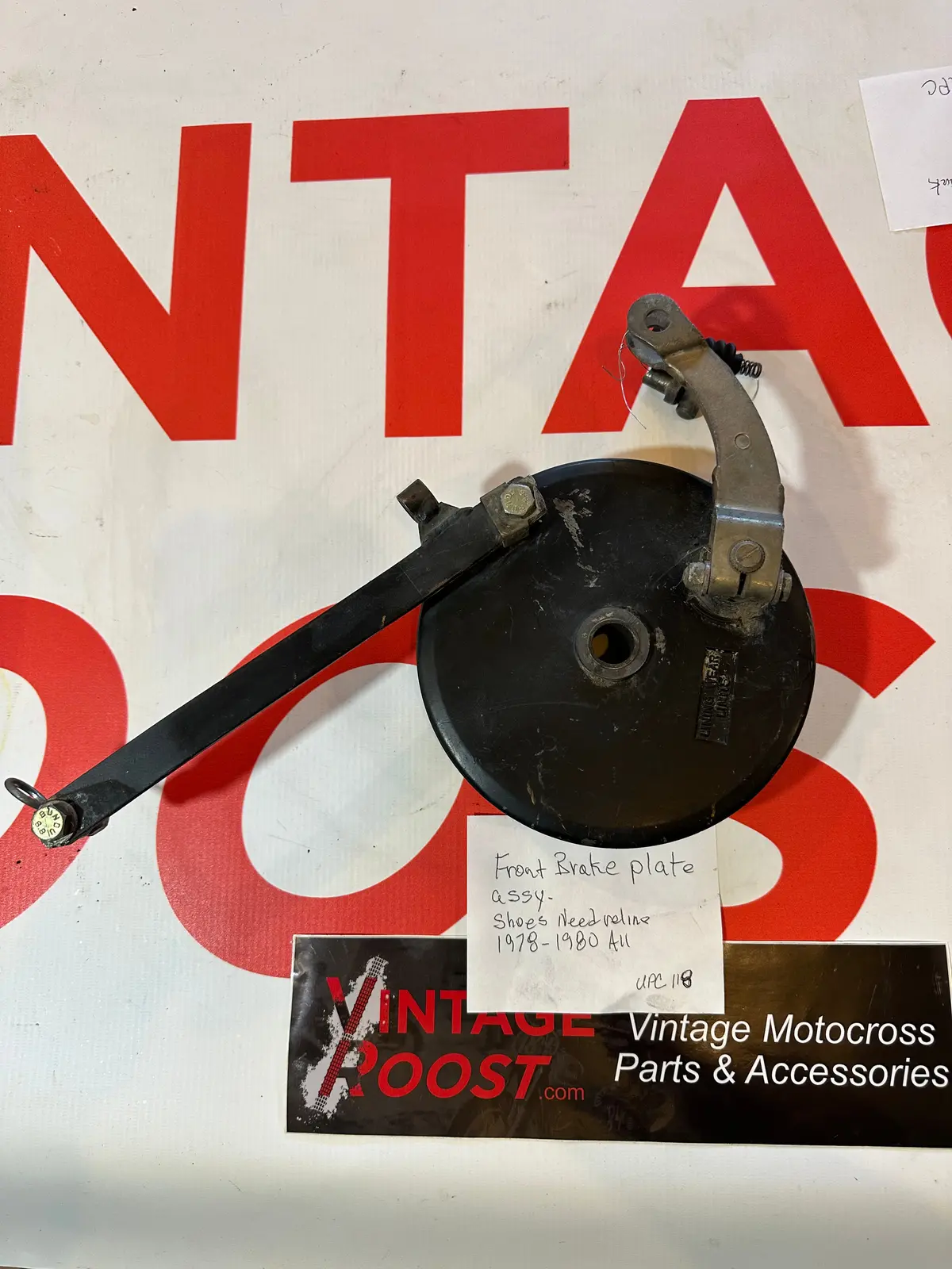Can Am,  1978-80, Front Brake Plate Ass'y, Shoes Need To Be Relined  Used Parts 1