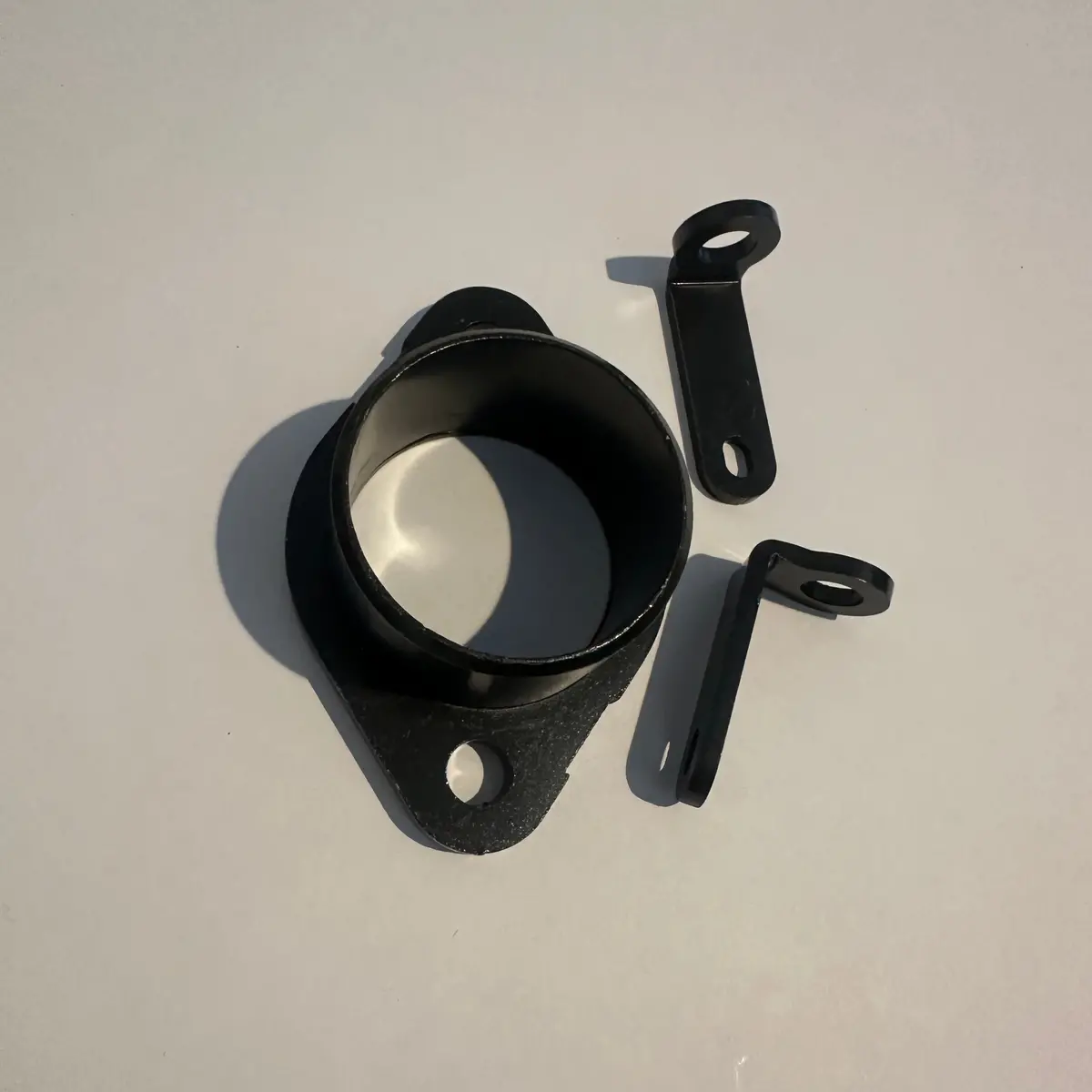 Can Am Exhaust Flange, With 2 Brackets, 125/175, Black New! 1