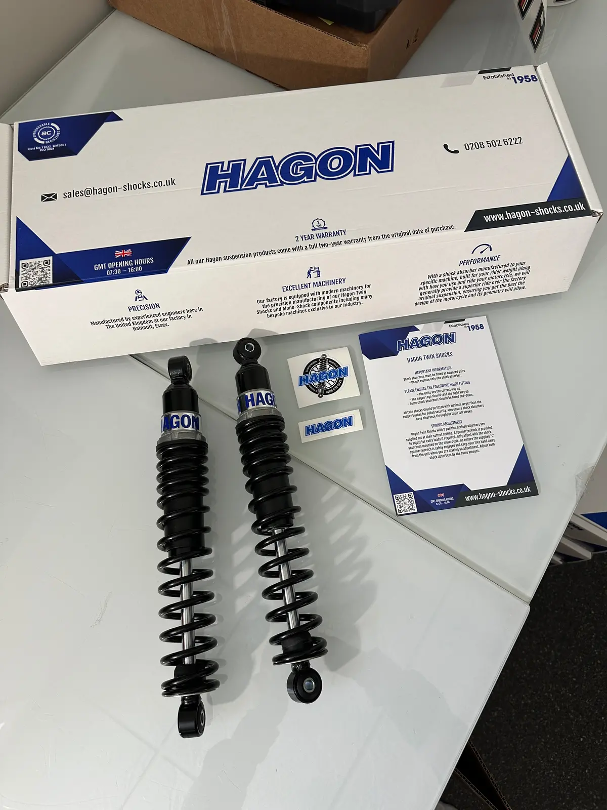 Hagon Shocks, Tnt, May Fit Other Makes, 330 Mm, 8 Mm Bolts, Set Up With 90 Lb Spring 1