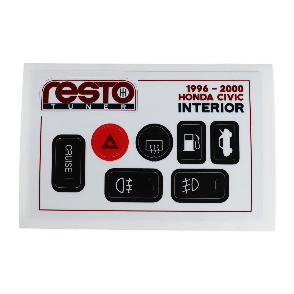 Restotuner 1996-2000 Honda Civic Interior Decal Set 1